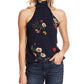 Vince Camuto Women's Floral-Print Mock-Neck Top Navy Size X-Large