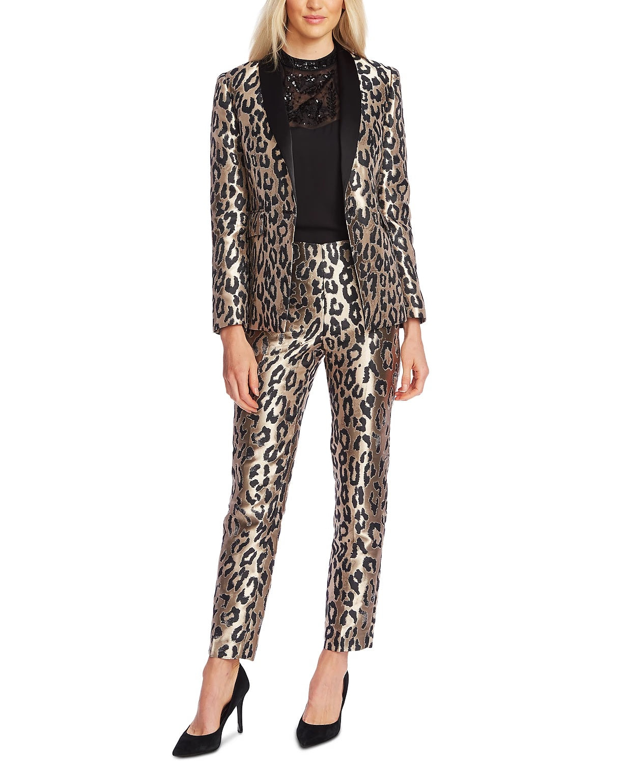 Vince Camuto Women's Leopard Jacquard Blazer Size 0 - Black Gray Size 0