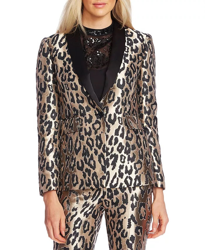 Vince Camuto Women's Leopard Jacquard Blazer Size 0 - Black Gray Size 0