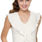 American Rag Juniors' Button-Trimmed Ruffle Top  White Size Large
