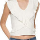 American Rag Juniors' Button-Trimmed Ruffle Top  White Size Large