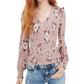 American Rag Juniors' Printed Smocked Top Pink Size X-Small