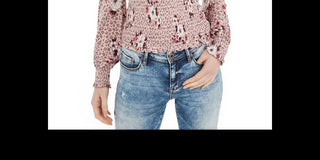 American Rag Juniors' Printed Smocked Top Pink Size X-Small