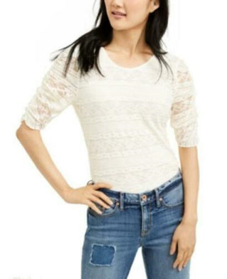 American Rag Juniors' Tie-Back Lace Blouse White Size Medium