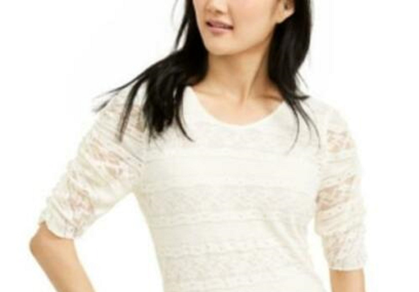 American Rag Juniors' Tie-Back Lace Blouse White Size Medium