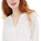 American Rag Juniors'' Textured Lace-Trimmed Peplum Top White Size Small