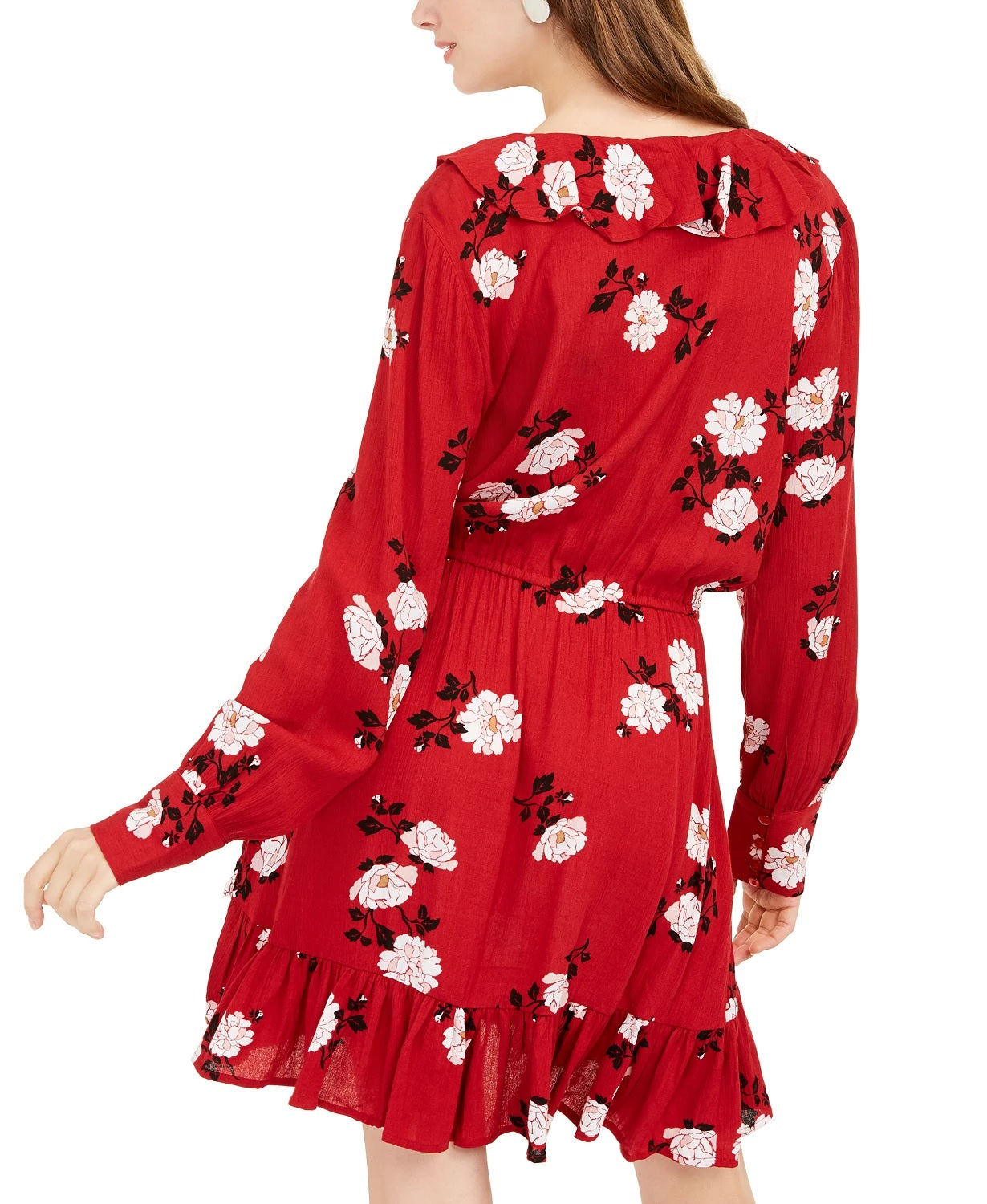 American Rag Juniors'' Floral Faux Wrap Dress Red Size Medium