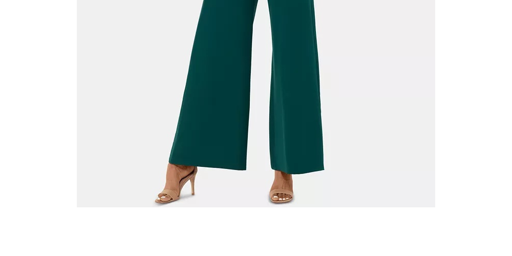 Betsy & Adam Women's One Shoulder Bow Jumpsuit Green Size 10