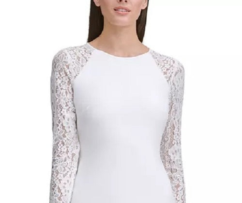 Tommy Hilfiger Women's Lace-Sleeve A-Line Dress White Size 8