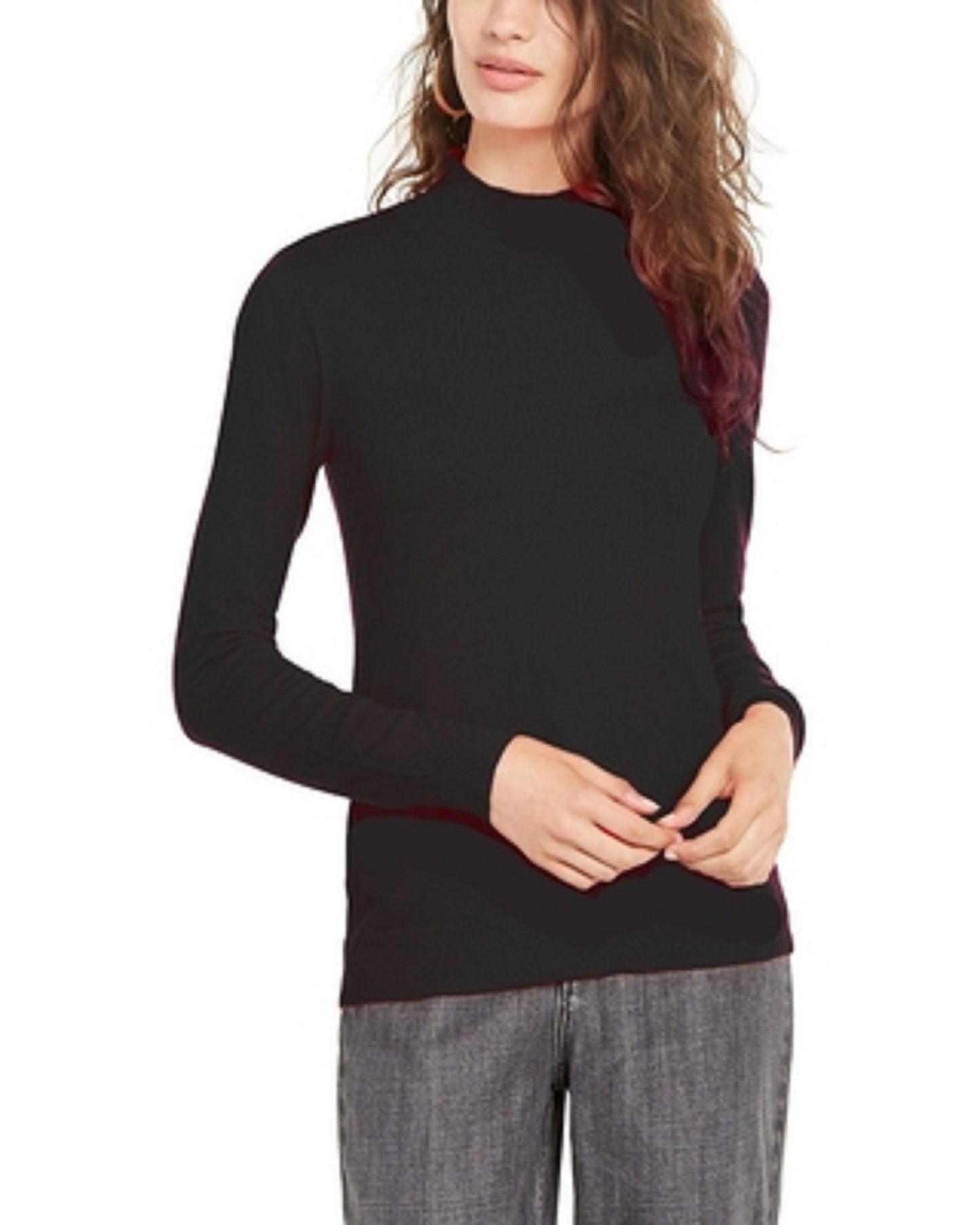 Planet Gold Juniors' Long-Sleeve Mock-Neck Top Black Size Large