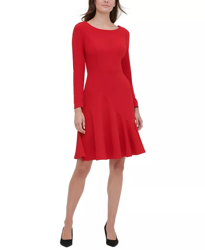 Tommy Hilfiger Women's Asymmetrical Fit & Flare Dress Red Size 6