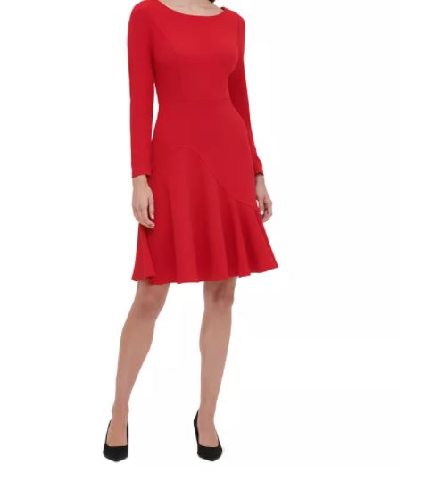 Tommy Hilfiger Women's Asymmetrical Fit & Flare Dress Red Size 6