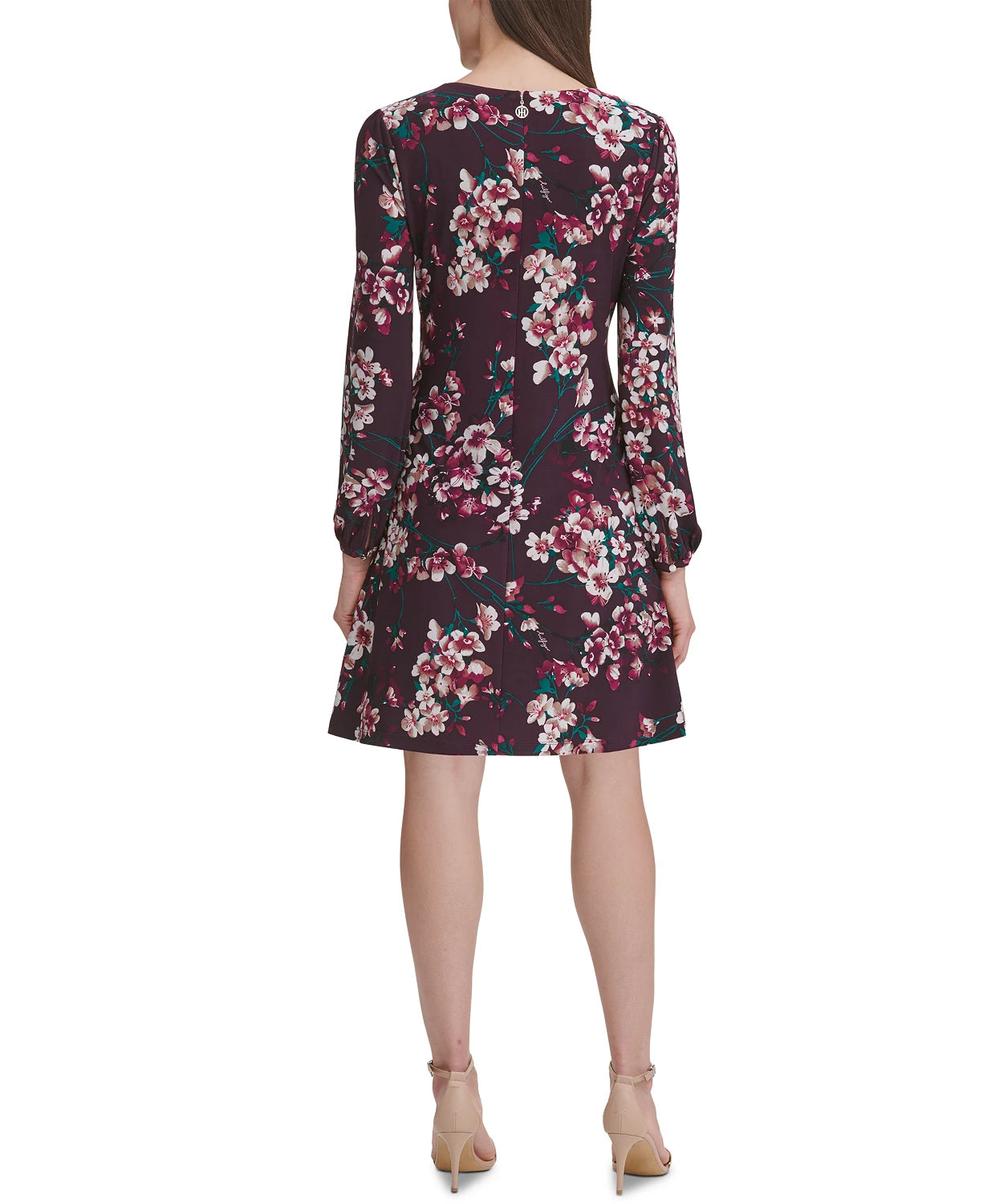 Tommy Hilfiger Women's Floral Jersey A Line Dress Purple Size 12