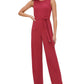 Tommy Hilfiger Women's Crepe Belted Jumpsuit Dark Red Size 4