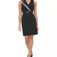 Tommy Hilfiger Women's Belted Lapel Sheath Dress Black Size 14