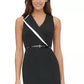 Tommy Hilfiger Women's Belted Lapel Sheath Dress Black Size 14