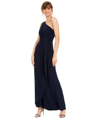 Adrianna Papell Women's One-Shoulder Gown Navy Size 6