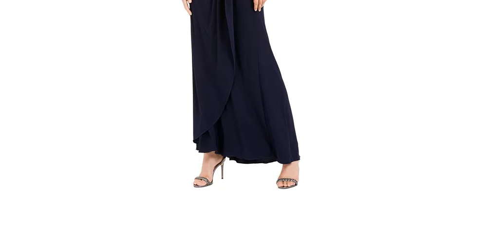 Adrianna Papell Women's One-Shoulder Gown Navy Size 6