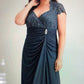 Betsy & Adam Women's Plus Size Sequined-Lace Ruched Gown Blue Size 24W
