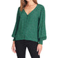 Sanctuary Women's Noelle Smocked Cuff Blouse Green Size Large