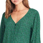 Sanctuary Women's Noelle Smocked Cuff Blouse Green Size Large