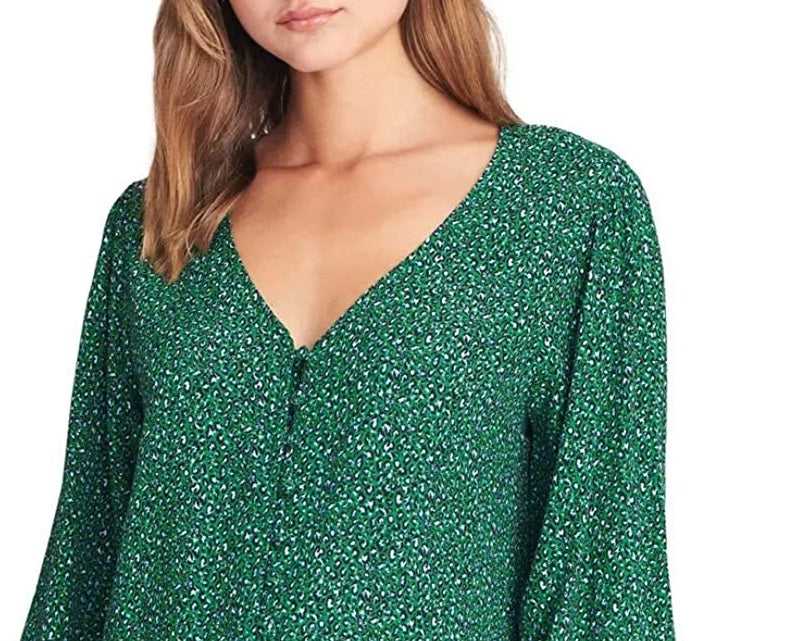 Sanctuary Women's Noelle Smocked Cuff Blouse Green Size Large