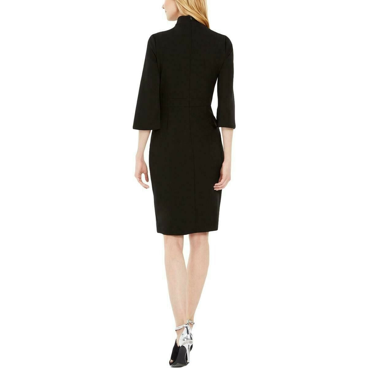 Calvin Klein Women's Split Sleeve Sheath Dress Black Size 6
