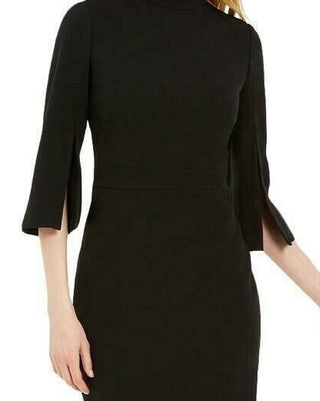 Calvin Klein Women's Split Sleeve Sheath Dress Black Size 6