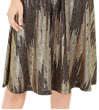 Calvin Klein Women's Belted Glitter Knit Dress Gray Size 10