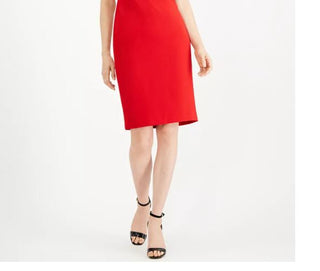 Calvin Klein Women's Belted Ruffle Sleeve Sheath Dress Red Size 8