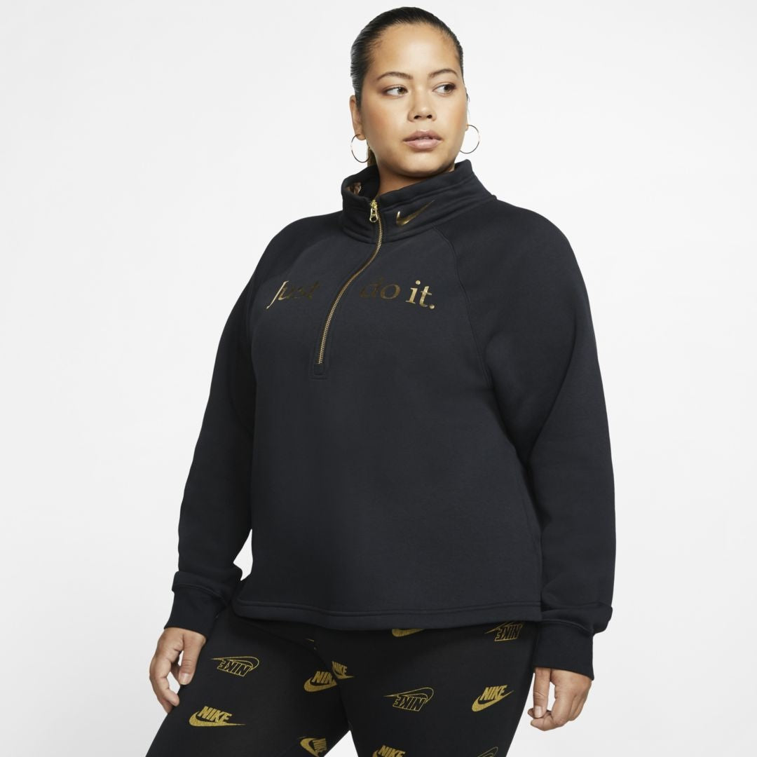 Nike Women's Plus Sportswear Shine Half Zip Pullover Charcoal Size X-Large