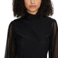 Sanctuary Women's Spot The Signs Flocked Dot Mesh Top Black Size X-Small