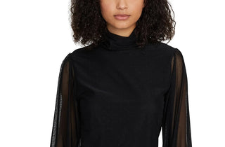 Sanctuary Women's Spot The Signs Flocked Dot Mesh Top Black Size X-Small