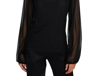 Sanctuary Women's Spot The Signs Flocked Dot Mesh Top Black Size X-Small