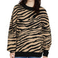 Sanctuary Women's Wild Kingdom Animal Print Sweater Black Size X-Large