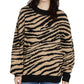 Sanctuary Women's Wild Kingdom Animal Print Sweater Black Size Large