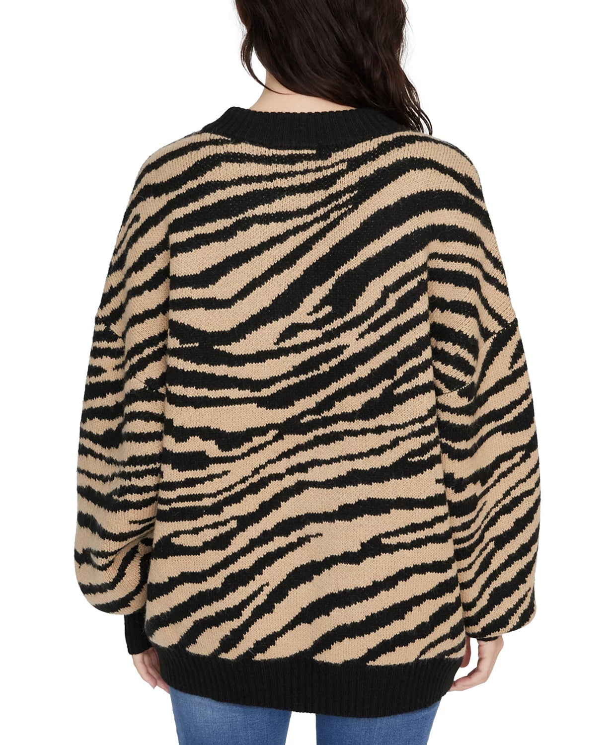 Sanctuary Women's Wild Kingdom Animal Print Sweater Black Size Large