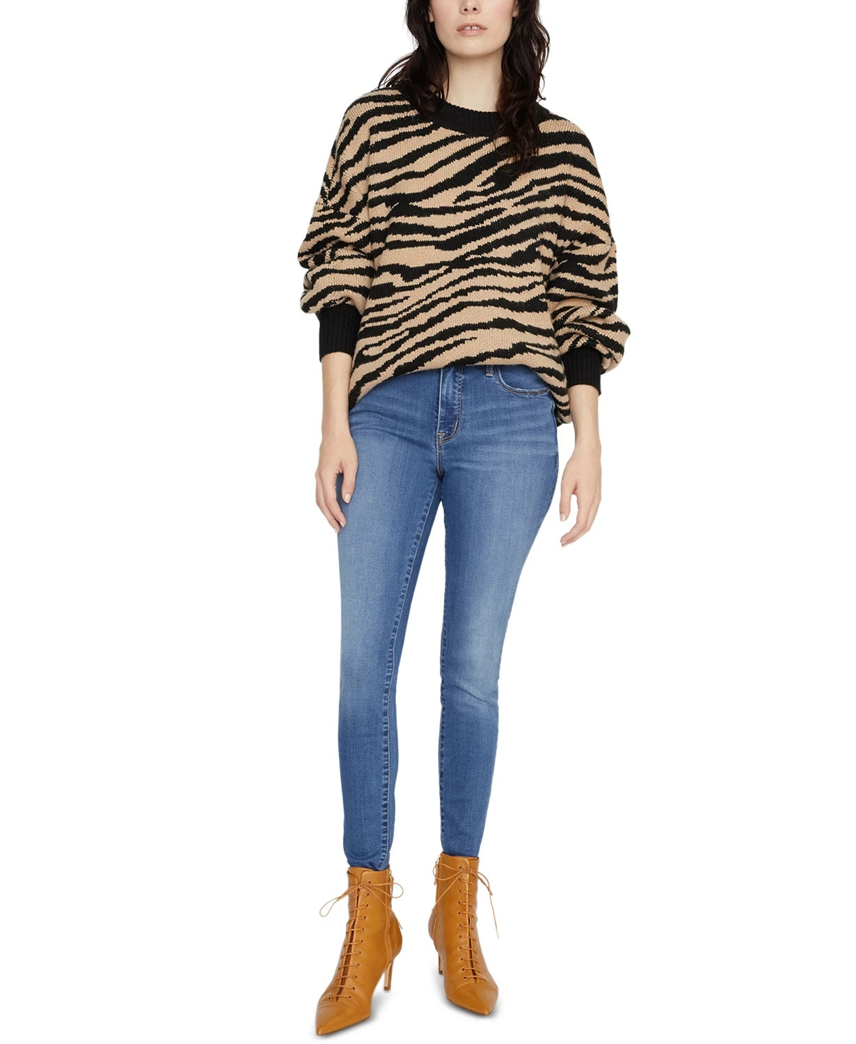 Sanctuary Women's Wild Kingdom Animal Print Sweater Black Size Large