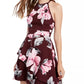 Speechless Junior's Floral A Line Dress Red Size 11