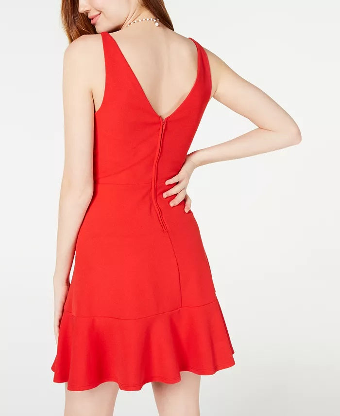 Speechless Junior's V Neck Skater Dress Red Size 13