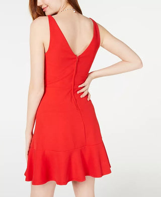 Speechless Junior's V Neck Skater Dress Red Size 13