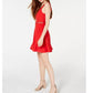 Speechless Junior's V Neck Skater Dress Red Size 13