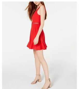 Speechless Junior's V Neck Skater Dress Red Size 13