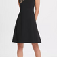DKNY Women's Sequin And Crepe Combo Fit & Flare Dress Black Size 4
