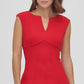 DKNY Women's Notch Neck Compression Sheath Dress Red Size 4