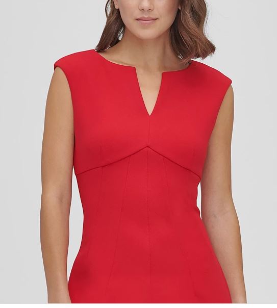 DKNY Women's Notch Neck Compression Sheath Dress Red Size 4