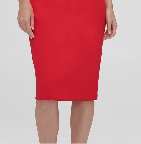 DKNY Women's Notch Neck Compression Sheath Dress Red Size 4