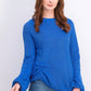 Weatherproof Vintage Women's Balloon-Sleeve Ruched Sweater Blue Size Large