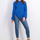 Weatherproof Vintage Women's Balloon-Sleeve Ruched Sweater Blue Size Large