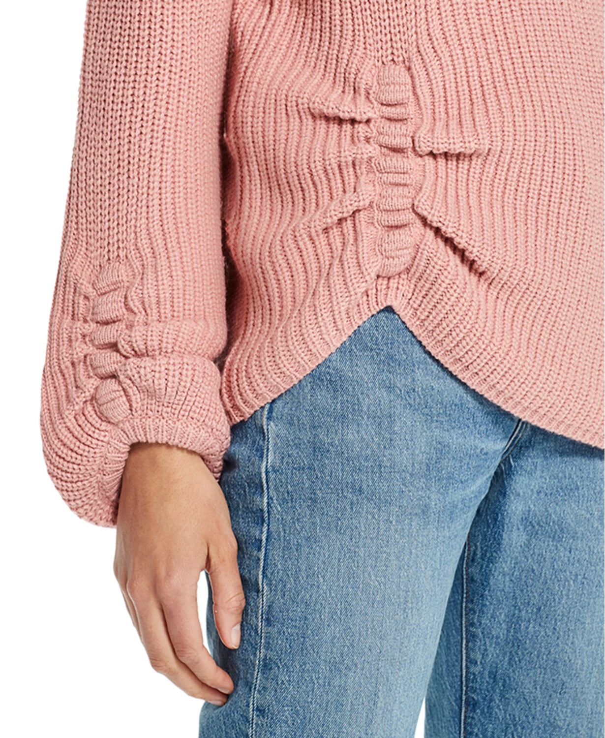 Weatherproof Vintage Women's Balloon-Sleeve Ruched Sweater Pink Size Extra Large